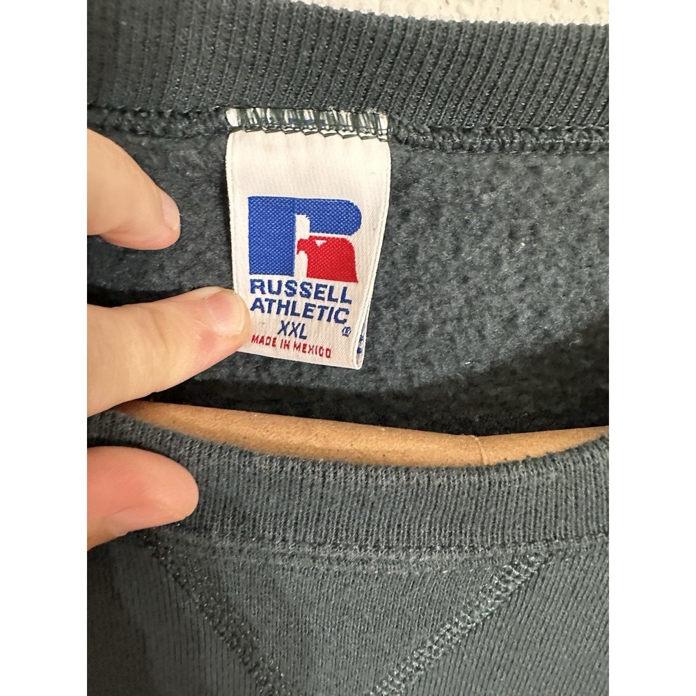 Vintage Russell Athletic Sweatshirt XXL Crewneck Green Mens Pullover Fleece - Picture 2 of 4